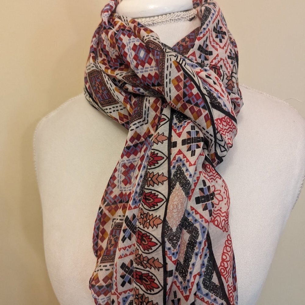 Red, white, and blue scarf southwest design